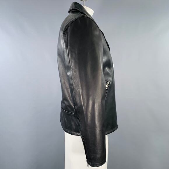 BLDWN Size L Black Leather Motorcycle Jacket - Picture 2 of 7